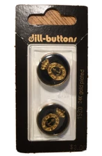 DILL BUTTONS | NOS | 24K Gold Plated Anchor and Crown | #1520 Black Round Shank