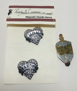 3 Puffin & Co NEEDLE MINDER Holder Keeper DREIDEL Grandma MOM Vintage