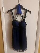 Seductive Wear by Cinema Etoile Blueand Black Lace Babydoll set New Size M
