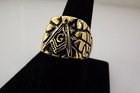 Gold Tone Stainless Steel Nugget Style MASONIC FREEMASON Ring Size 11
