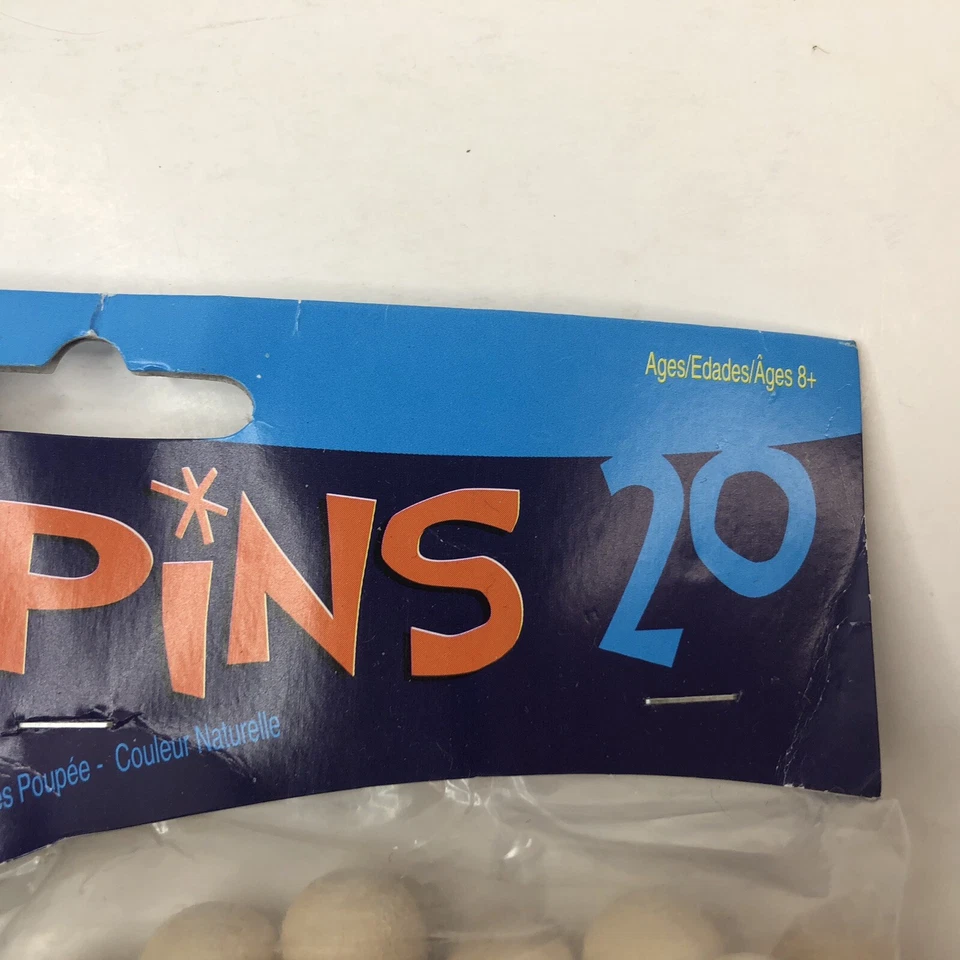 Alfileres redondos de madera para muñeca Darice 20 piezas color natural 9150-91 paquete abierto Foto 4 de 4