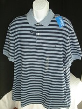 NWT NAUTICA PERFORMANCE CLASSIC FIT 2-TONE BLUE STRIPED S/S POLO SHIRT 2XL
