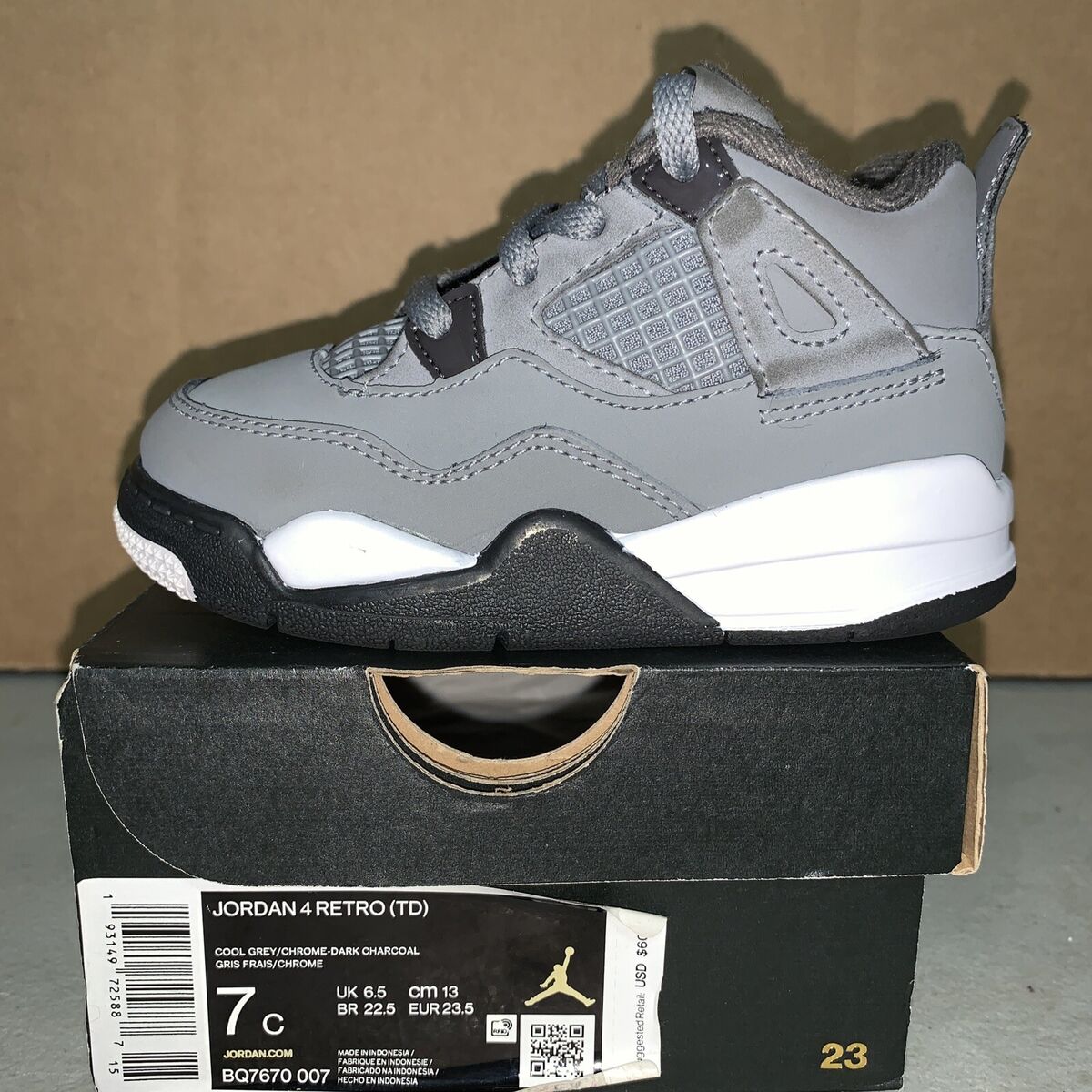 Nike Air Jordan 4 Retro Cool Grey Black White BQ7670-007 TD Nike Air Jordan 4 Retro Cool Grey Black White BQ7670-007 TD