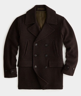 Todd Snyder Peacoat Italian Wool Brown Glen Plaid Size M fits like L - $998 MSRP