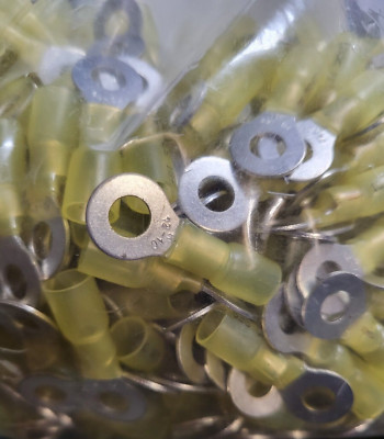 Nspa 25-Pack 12-10 AWG Heat Shrink Ring Terminals - 1/4" Stud Size - USA Made