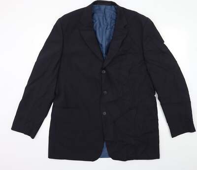 Marks and Spencer Herren Anzugjacke blau gestreift Polyestermischung Größe 44