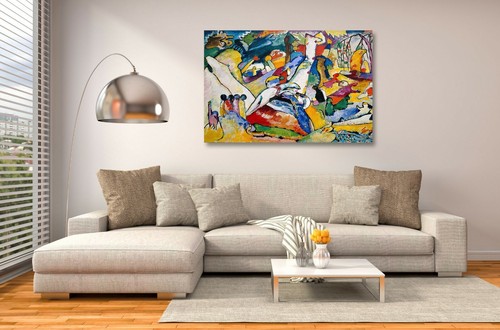 KADINSKY 7-FRAMED CANVAS ABSTRACT WALL ART PICTURE PAPER PRINT- YELLOW BLUE - Picture 4 of 15
