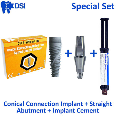 DSI Set Conical Connection Fixture+Straight Adapter Head RP/NP+Temporary Cement
