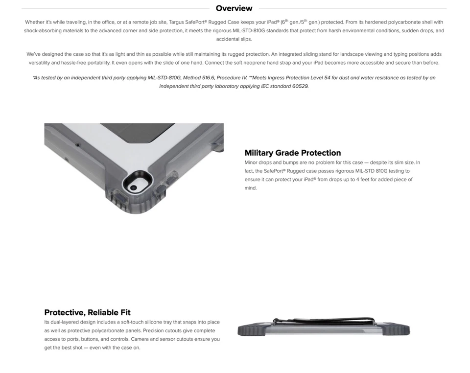NEW - Targus SafePort Rugged Protection BLACK iPad Case - iPad 9.7” (2018-2017) - Image 4 of 4