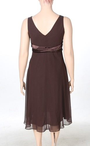 Evan Picone Vintage 90s 00s Brown Chiffon Party Prom Bridesmaid Dress sz 16 - Picture 4 of 4