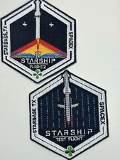 Starship 1 & 2 Orbital  Launch Test Flight Mission Combo Patches  3”