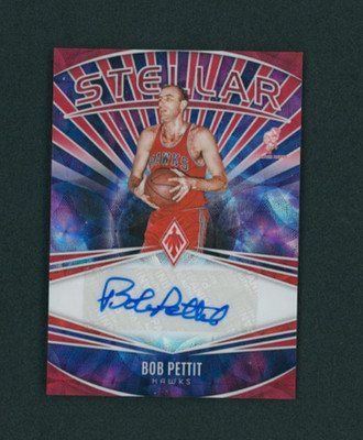 2023-24 Panini Phoenix Bob Pettit Stellar Signatures Blue 11 /25 #SS-BPT Hawks