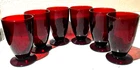 Set Of 6 Vintage 1950s Anchor Hocking Royal Ruby Red Footed Tumblers 5” Glasses