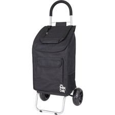 Trolley Dolly Black Foldable Shopping cart with Wheels and Removable Bag