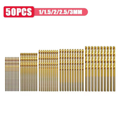 50-teiliges Titan Spiralbohrer-Set 1-3 mm kleine Bohrer DIY