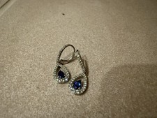 Lab Created Blue And White Sapphire Dangle Earrings
