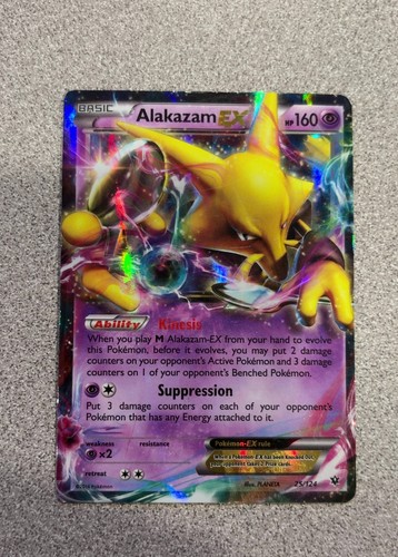 Pokemon Alakazam EX 25/124 Fates Collide Holo Ultra Rare Damaged 2016 TCG Card
