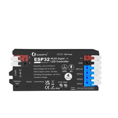 Robust ESP32 WLED 4-Ch RGBIC Controller: App, DIY Dynamic Lighting for WS28xx