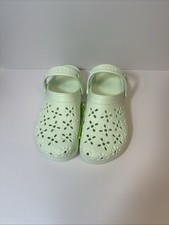 Crocs Classic Floral Cut Out Clogs Women 9, Men 7, Jade Mint Green Tint