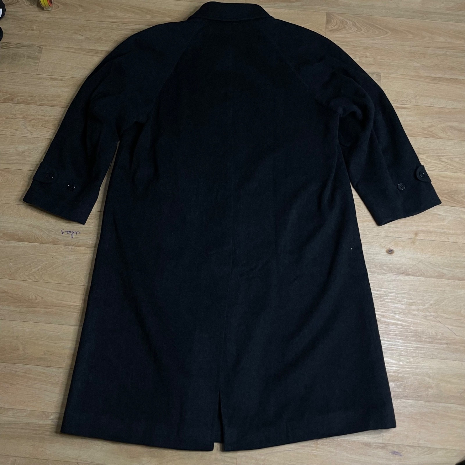 VINTAGE Burberry Trench Coat WINTER jacket VIRGIN WOOL men Black SIZE 40us M thumbnail 3