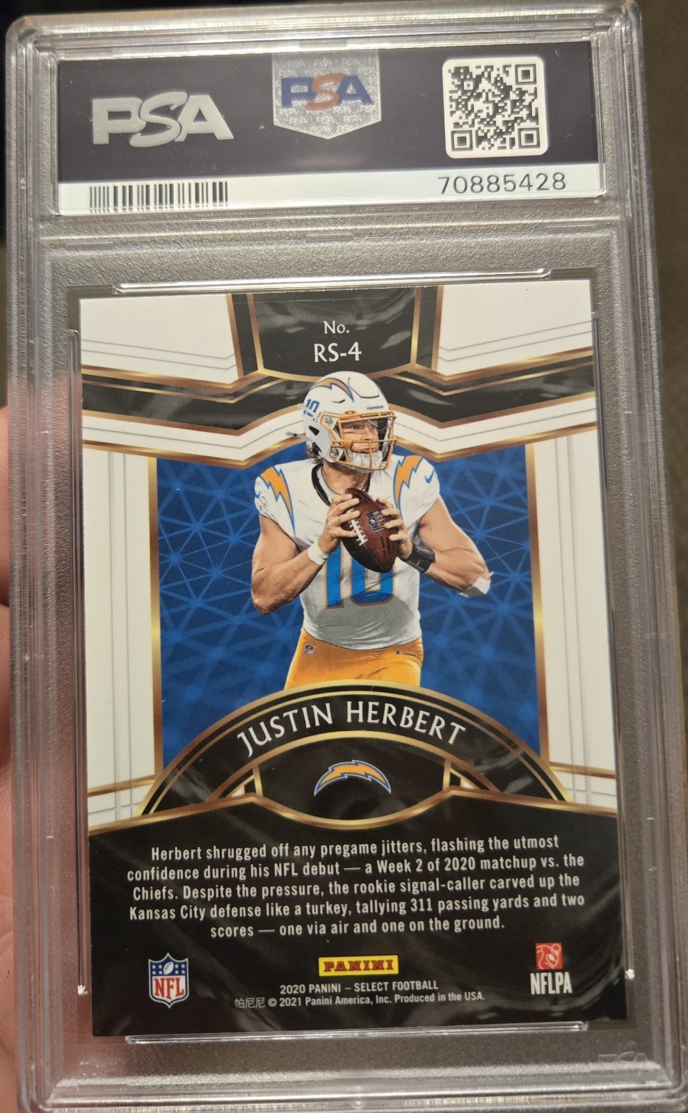 2020 Panini Select Justin Herbert  Rookie Selections RC 💎 PSA 10 Gem Mint #RS4 view 2
