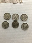 Six Mercury Dimes 1939, 41, 41D, 42, 43D 44