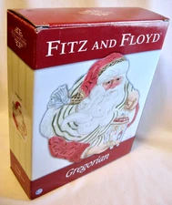 FITZ & FLOYD Gregorian Red Santa Lantern Canape Cookie Tray Christmas Wall Plate