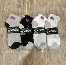 12 Pairs Men  s Ankle Socks Size: 10-13 Cotton/ Spandex Blend USA Flag Multi