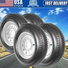 Set Of 4 Trailer Tire On Rim St20575d15 205 75d15 5 Lug On 4.5 White Wheels Us Set Of 4 Trailer Tire On Rim St20575d15 205 75d15 5 Lug On 4.5 White Wheels Us