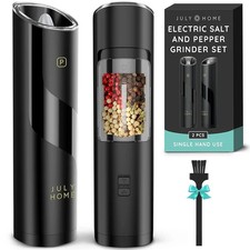July Home Gravity Electric Salt  Pepper Grinder Set   One-Hand Operation  LED