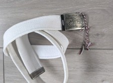 Levi's White Cotton Web Belt with Two Horse Logo Embossed Buckle One Size New