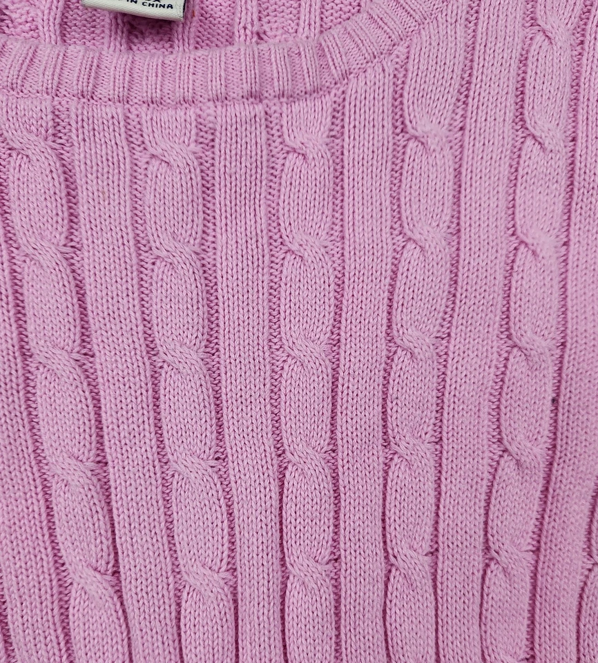 Suéter Y2K Cherokee Niñas Rosa Tejido con Cable Algodón Talla 6/6X Clásico Estilo Preppy Foto 3 de 4