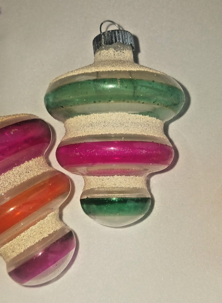 (4) Antique Shiny Brite Ornaments UFO Atomic Tornado HEAVY MICA ~ NICE! ~ L@@K!