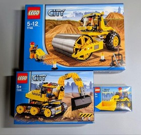 LEGO City Construction Set Lot 7746 Single-Drum Roller 7248 Digger 7246 Mini