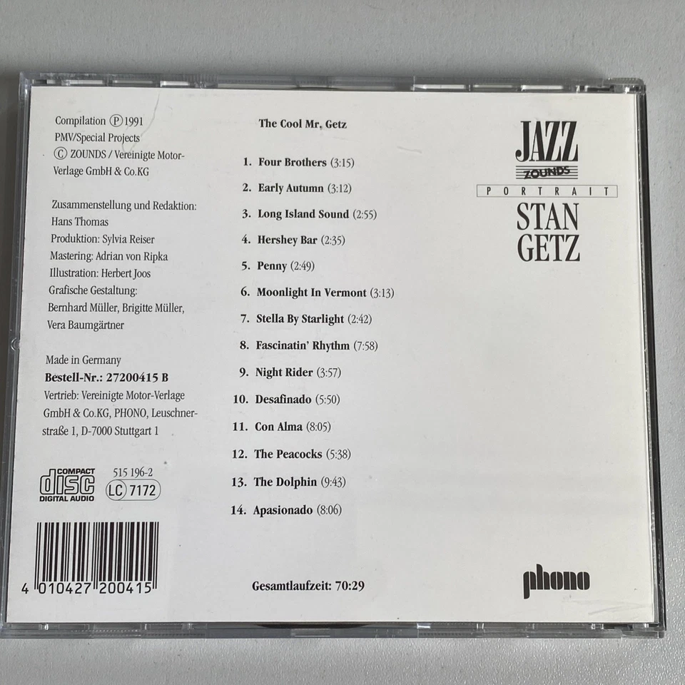 CD Stan Getz - The Cool Mr. Getz - Jazz Zounds Portrait audiophil neuwertig mint - Bild 2 von 4