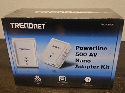 New TRENDnet TPL-406E2K Powerline 500 AV Nano Adapter Kit 
