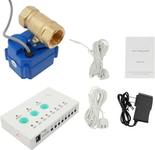 Water Leak Detector with Shutoff Valve, Sensors and Sounds Alarm