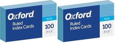 Oxford Ruled Color Index Cards, 3'' x 5'', Blue, 100 Per Pack (7321 BLU) (Pack of