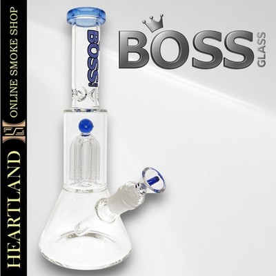 11'' Straight Tube Beaker Bong Glass Water Pipe TREE PERC Hookah | Boss