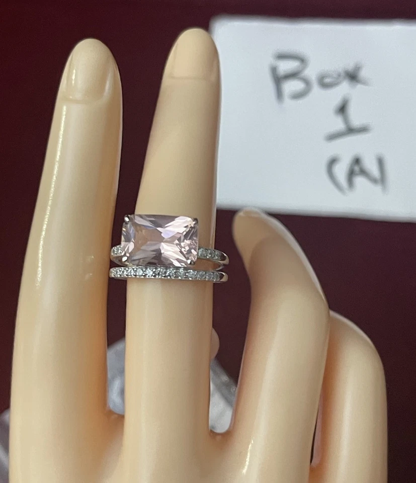 Anillo Bomb Party RBP6383 plata esterlina .925 creado en laboratorio morganita talla 7 Foto 3 de 4