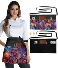 Reversible Server Apron with 6 Pockets - Waist Apron for Waitress Women Half ...
