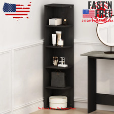 Reed 5-Tier Space Saving Corner Storage Display Shelf, Bookshelf, Blackwood NEW