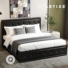 Artiss Bed Frame Queen Size Gas Lift Storage Mattress Base Wooden Black TIYO