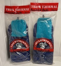 Lot of 2 - NOS Thick Thermal Insulated Socks Blue  Teal WPL 11953 9-14 USA Made