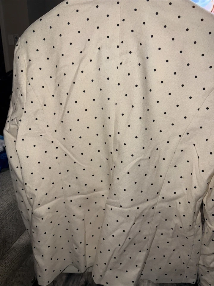 Merona Women's Blazer Jacket Cream & Black Polka-Dot Size 14 Lined NWT - Image 4 of 4