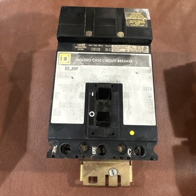 Square D FA34060 60A 480VAC 3PH 250VDC Circuit Breaker I Line 60 Amp 3 ...