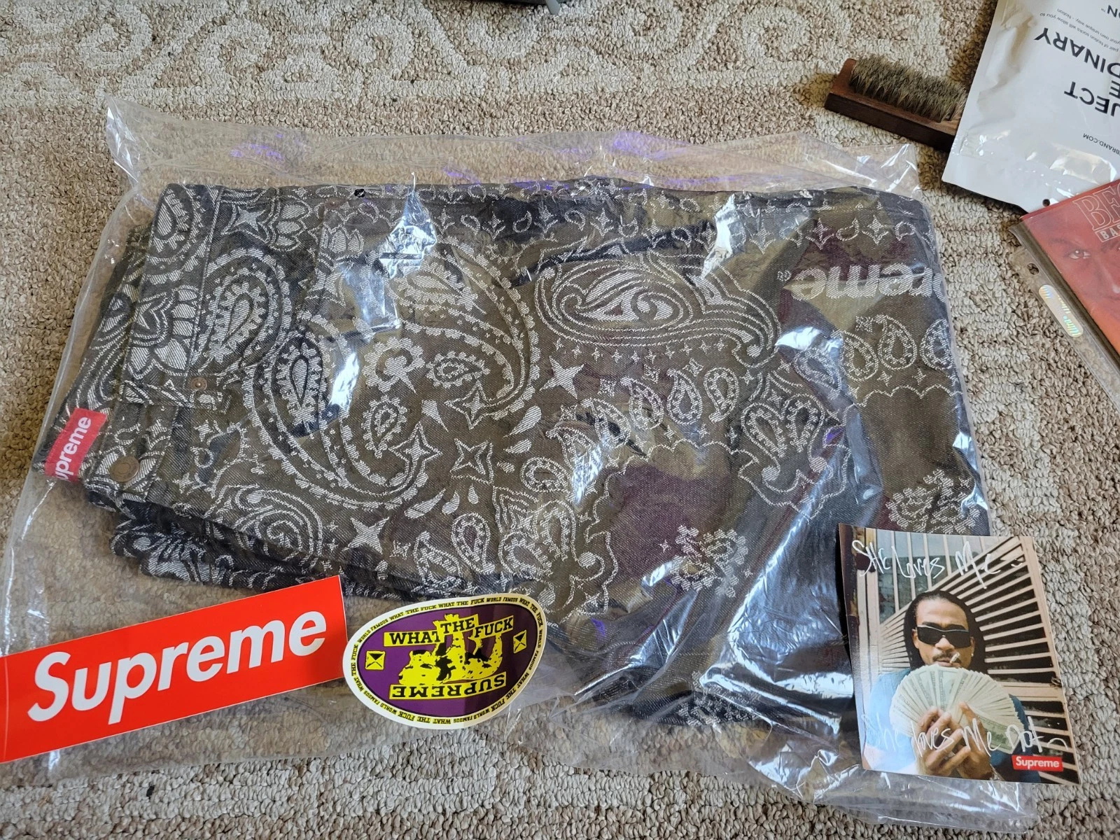 Jean baggy jacquard Supreme Bandana taille 30 noir