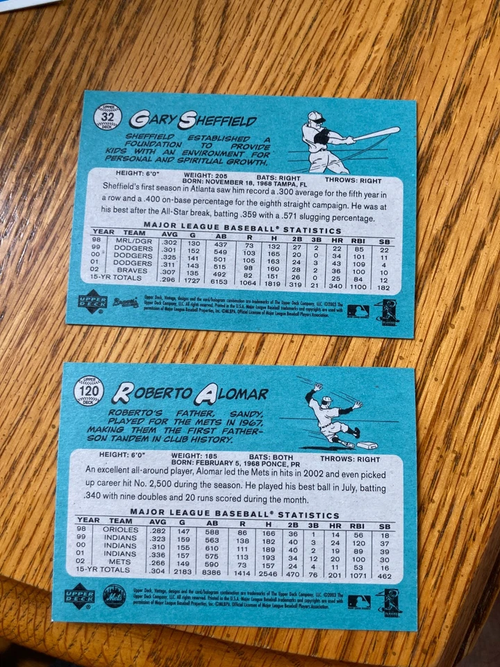 2003 UPPER DECK VINTAGE BASEBALL CARD SINGLES **YOU PICK** NM/MINT 1965 STYLE - Image 2 of 2