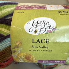 Yarn Bee Lace Sun Valley Lot Of 2 Skeins (1 not Full Skein & Without Label)