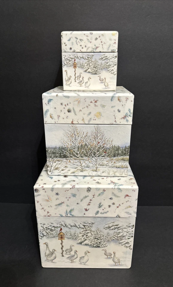 3 piece Set, Bob's Boxes, A Winter’s Day by Sherri Buck Baldwin, Nesting Box Set - Image 2 of 4